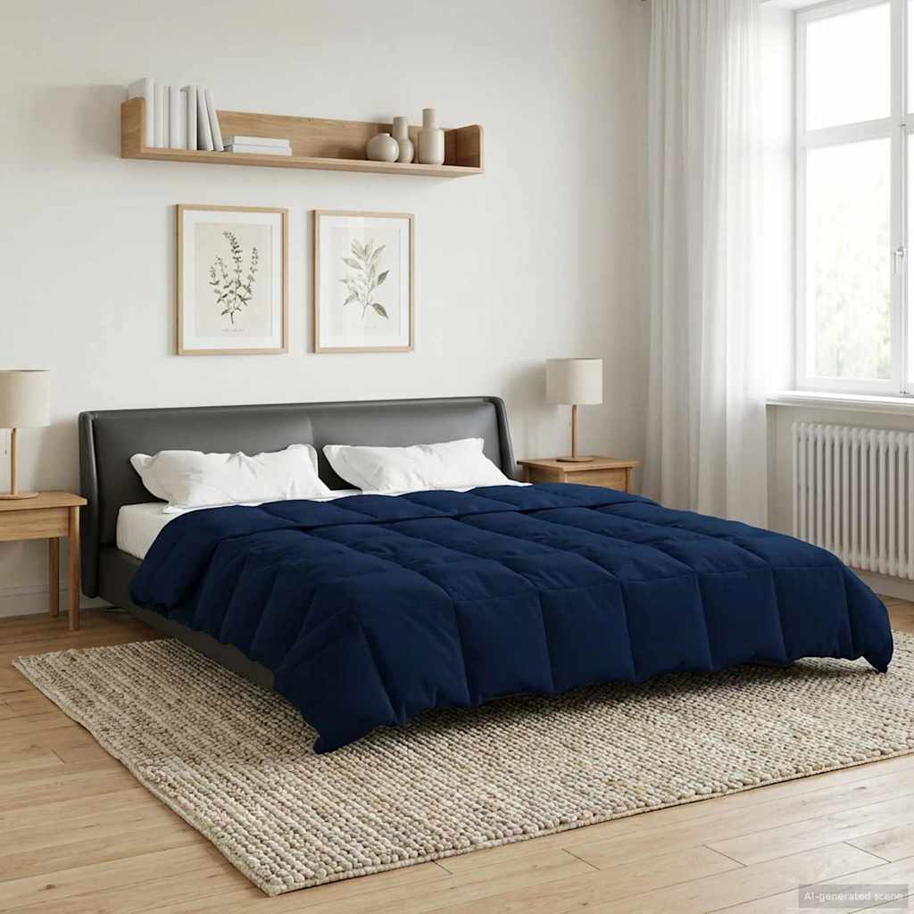 Duvet Estivo Trapuntato Blu Scuro 220 x 240 cm Microfibra