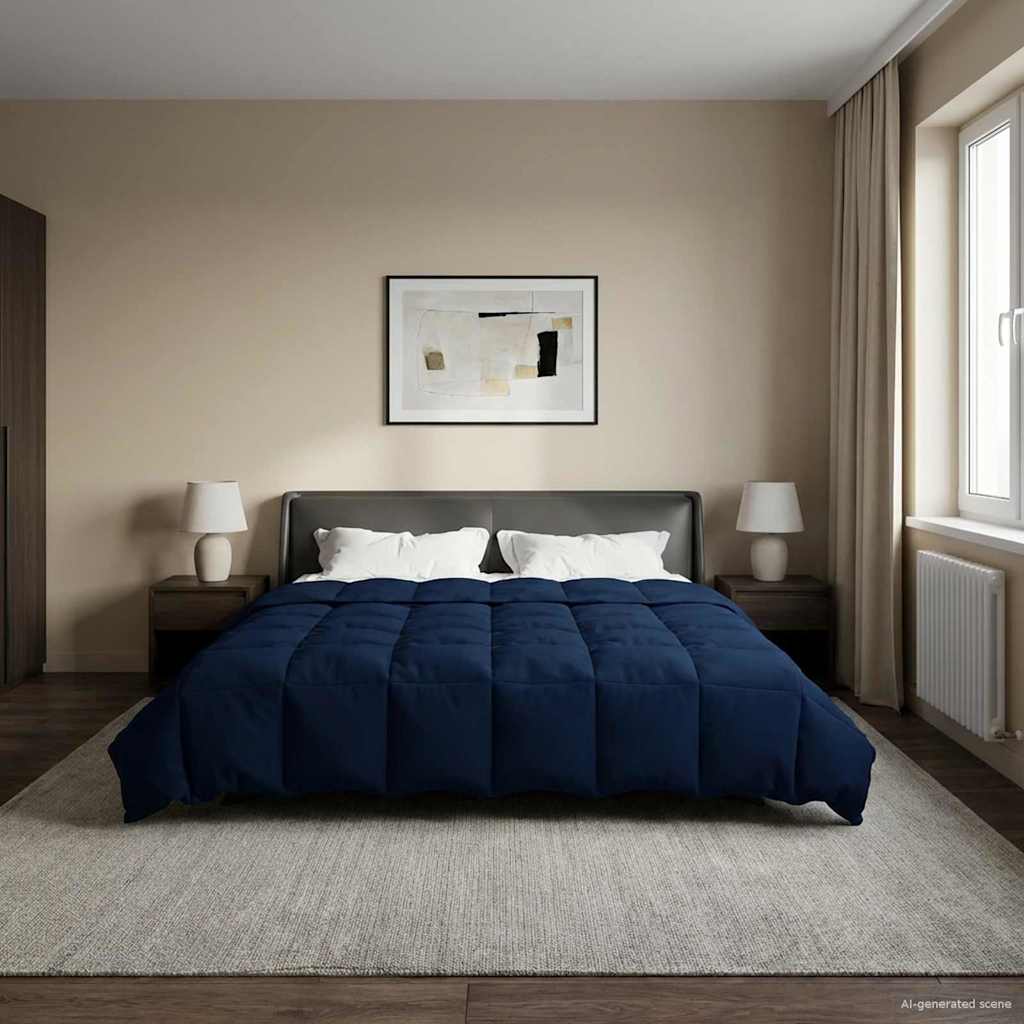 Duvet Estivo Trapuntato Blu Scuro 220 x 260 cm Microfibra
