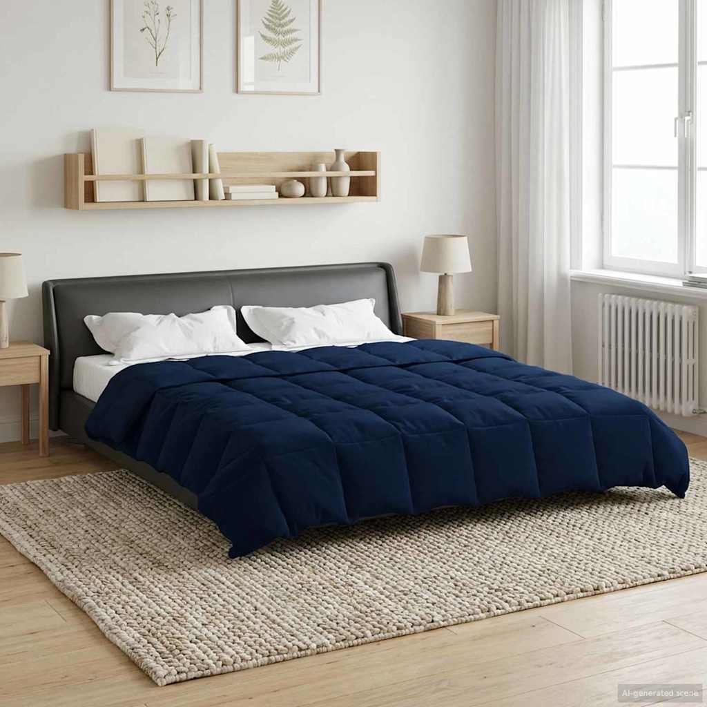 Duvet Estivo Trapuntato Blu Scuro 240 x 260 cm Microfibra