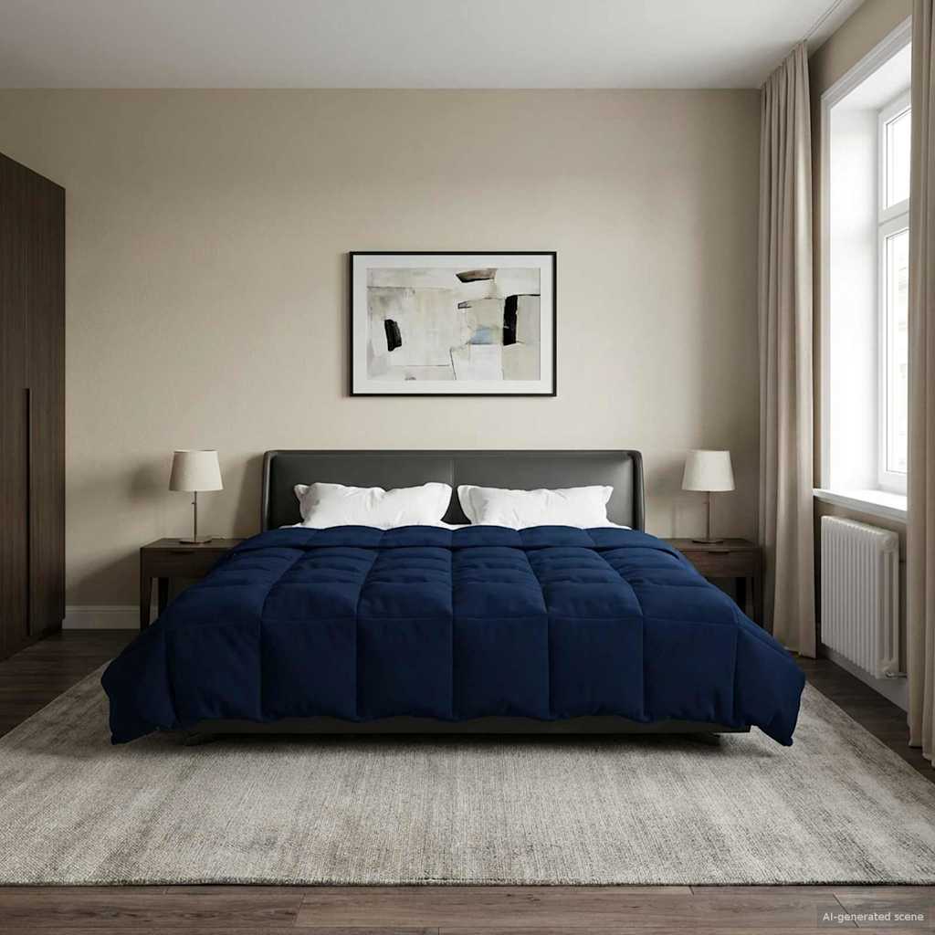 Duvet Estivo Trapuntato Blu Scuro 240 x 260 cm Microfibra