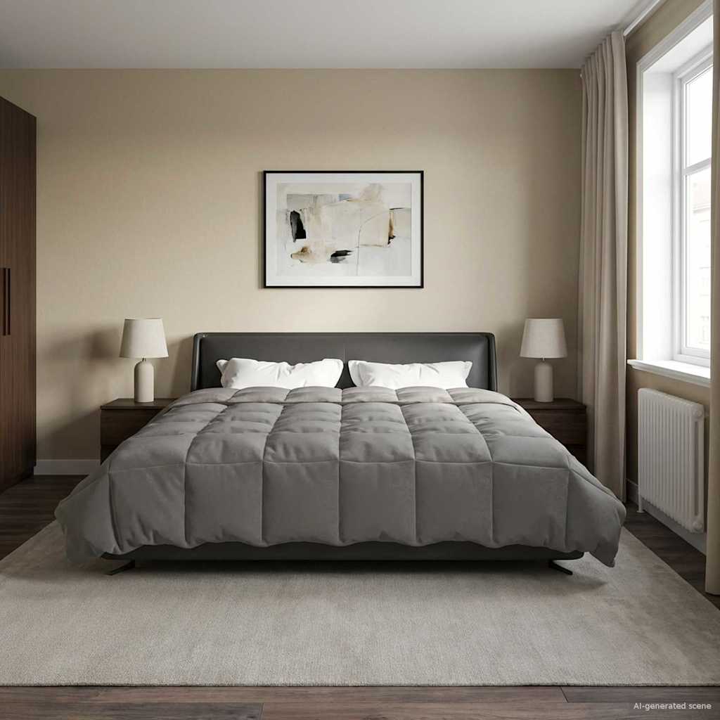 Piumone Completo Annuale Grigio chiaro 220 x 260 cm Microfibra