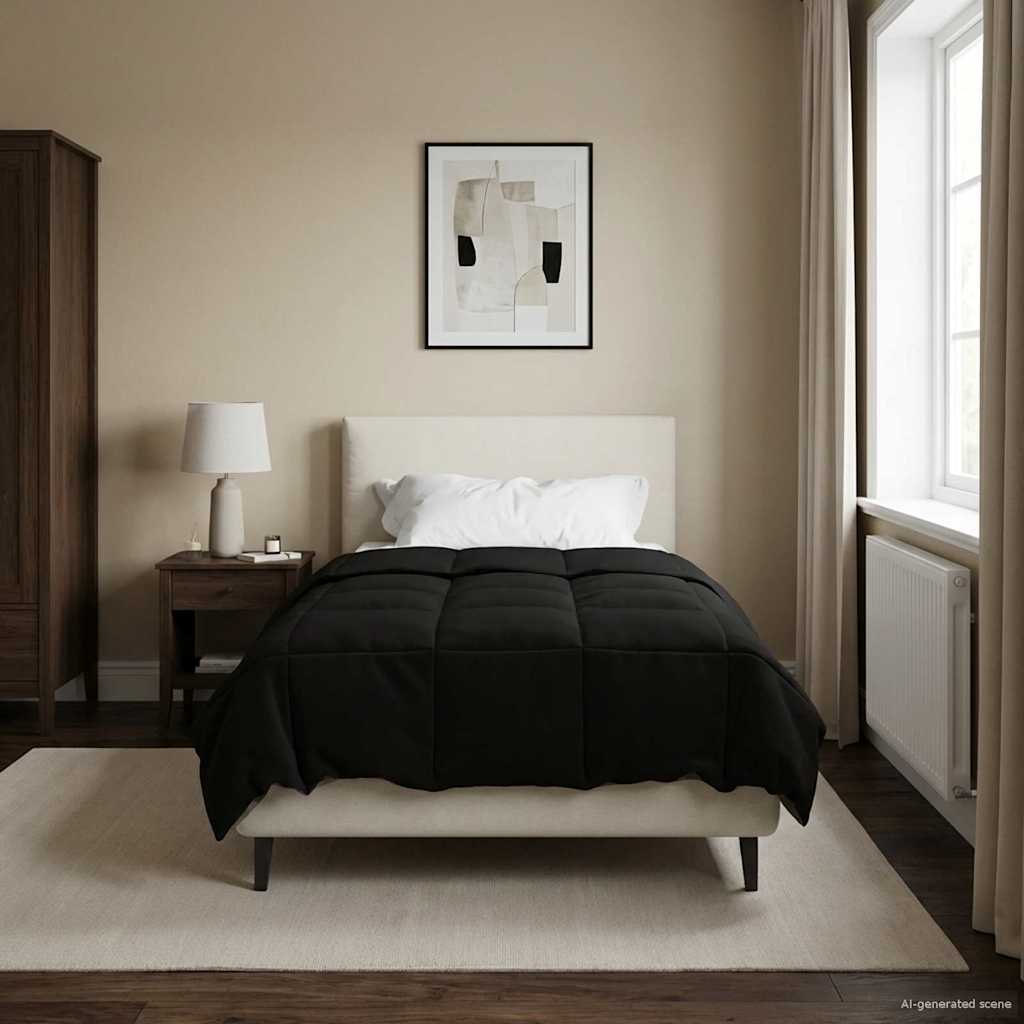 Piumone Completo Annuale Nero 155 x 200 cm Microfibra