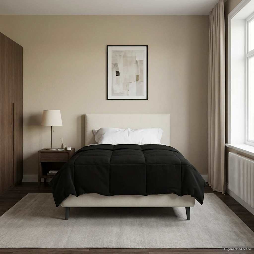 Duvet Invernale Trapuntato Nero 135 x 200 cm Microfibra