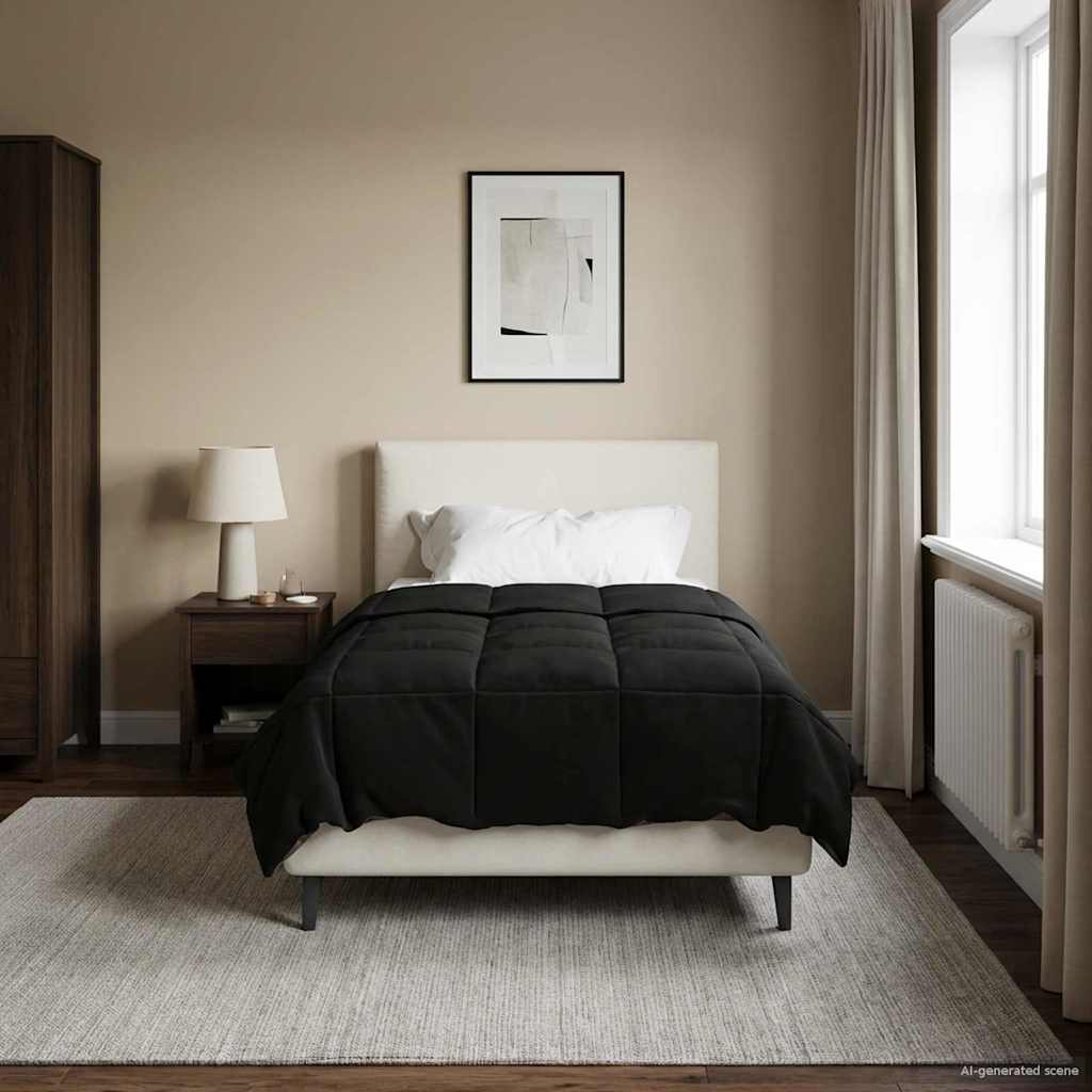 Duvet Invernale Trapuntato Nero 140 x 220 cm Microfibra