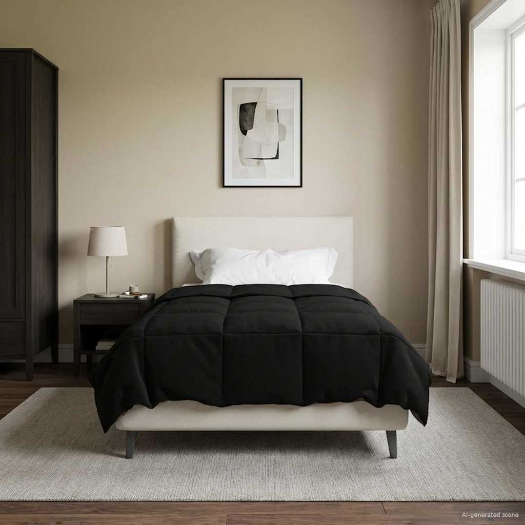 Duvet Invernale Trapuntato Nero 155 x 200 cm Microfibra
