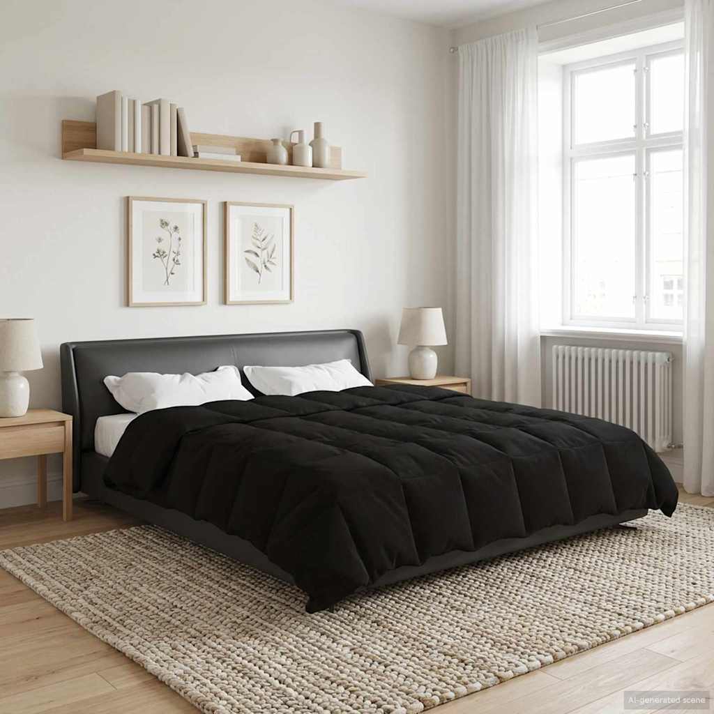 Duvet Invernale Trapuntato Nero 200 x 200 cm Microfibra