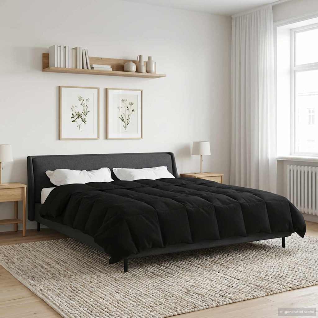 Duvet Invernale Trapuntato Nero 200 x 240 cm Microfibra