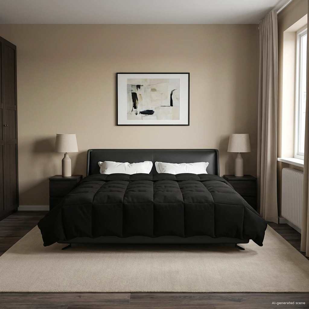 Duvet Invernale Trapuntato Nero 200 x 240 cm Microfibra