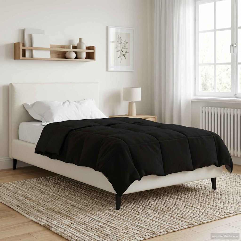 Duvet Invernale Trapuntato Nero 140 x 220 cm Microfibra