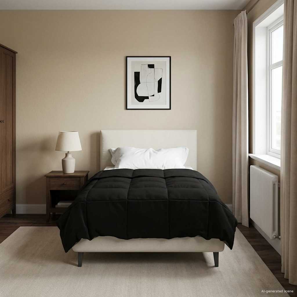 Duvet Invernale Trapuntato Nero 140 x 220 cm Microfibra