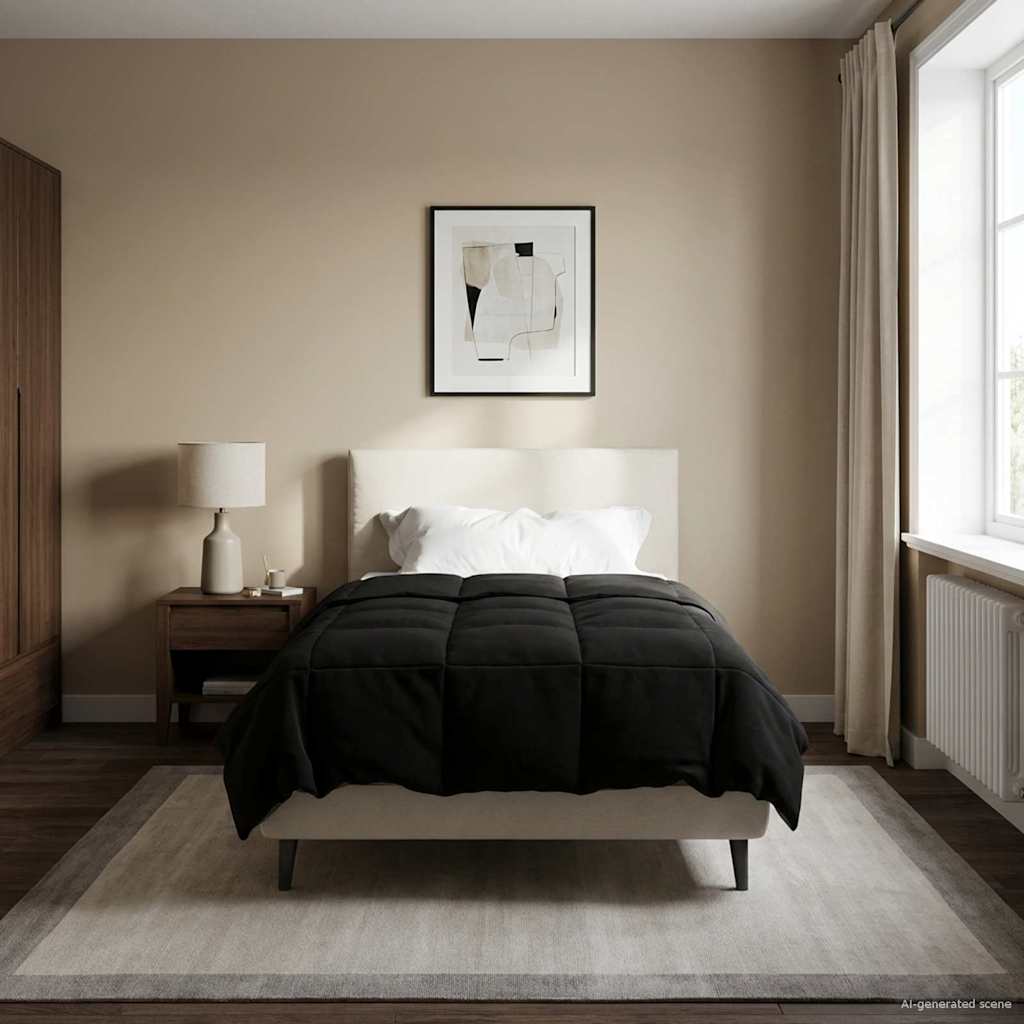 Duvet Invernale Trapuntato Nero 155 x 220 cm Microfibra