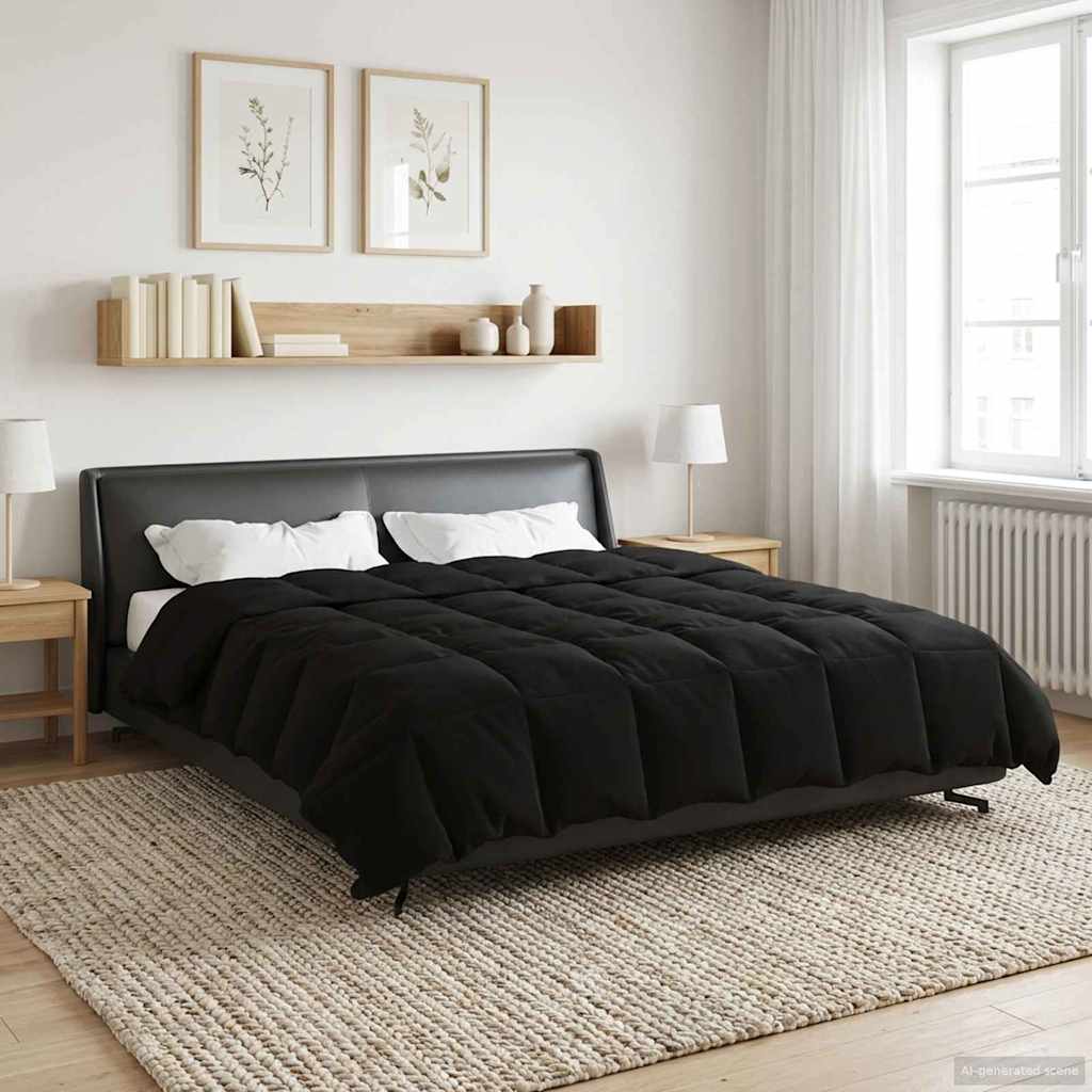 Duvet Invernale Trapuntato Nero 200 x 220 cm Microfibra