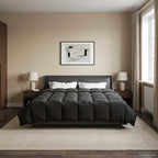 Duvet Invernale Trapuntato Nero 220 x 260 cm Microfibra