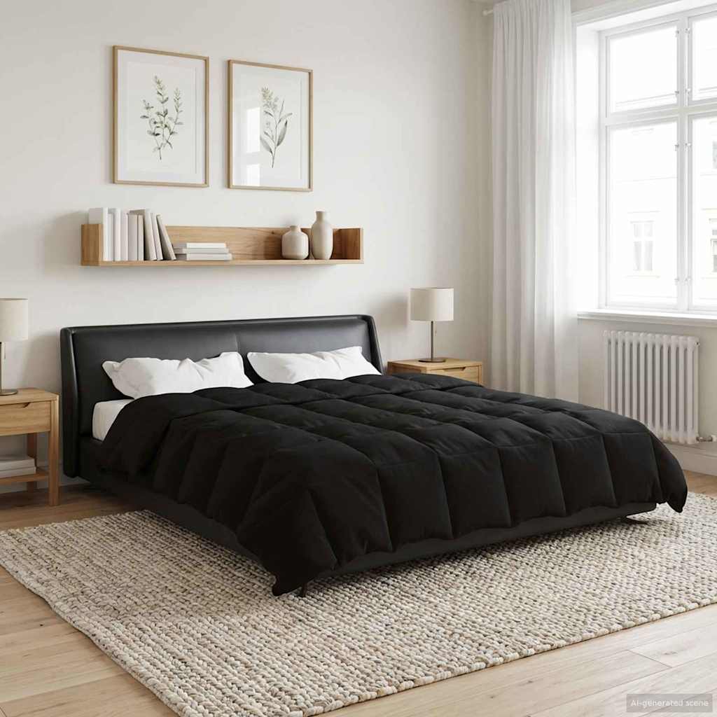 Duvet Invernale Trapuntato Nero 240 x 260 cm Microfibra