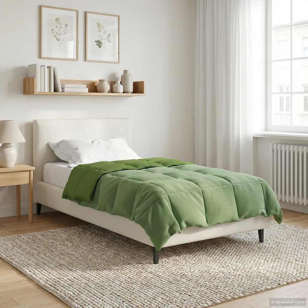 Duvet Invernale Trapuntato Verde 155 x 200 cm Microfibra