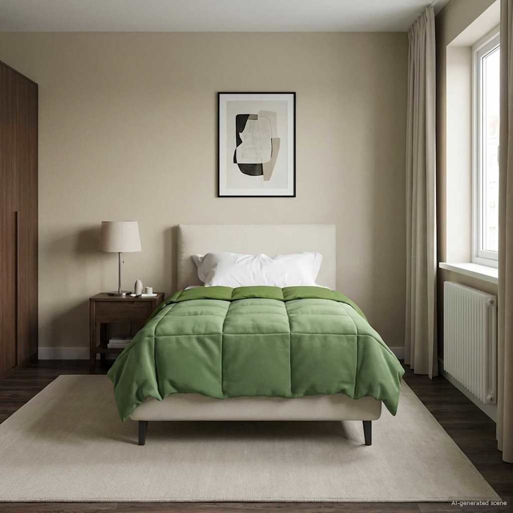 Duvet Invernale Trapuntato Verde 155 x 200 cm Microfibra