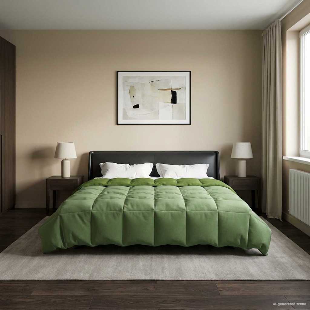 Duvet Invernale Trapuntato Verde 200 x 200 cm Microfibra