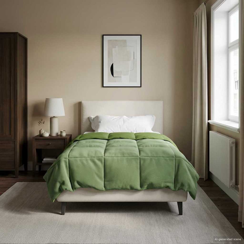 Duvet Invernale Trapuntato Verde 155 x 220 cm Microfibra