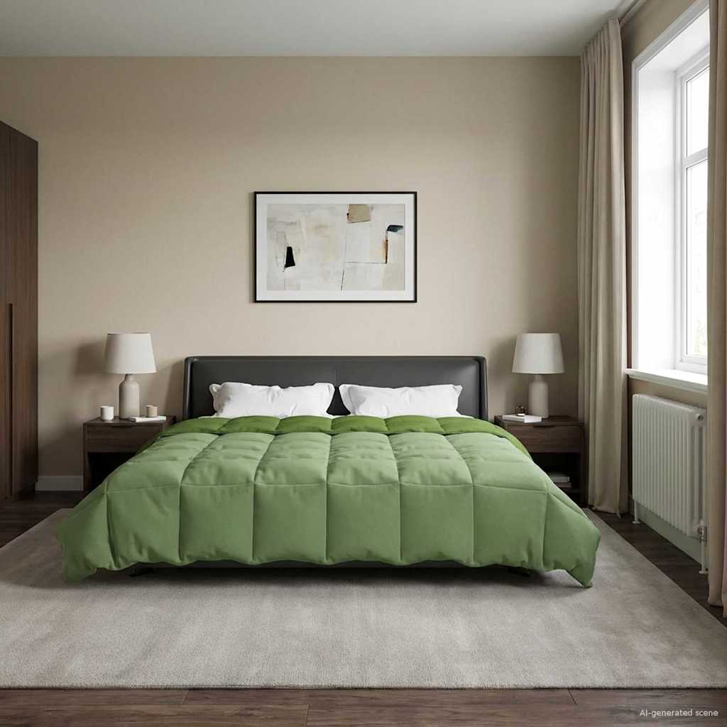 Duvet Invernale Trapuntato Verde 220 x 240 cm Microfibra