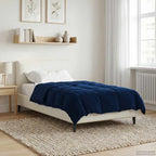 Duvet Invernale Trapuntato Blu Scuro 135 x 200 cm Microfibra