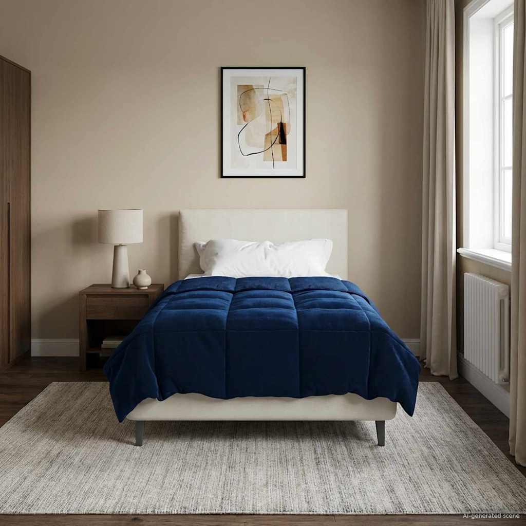 Duvet Invernale Trapuntato Blu Scuro 135 x 200 cm Microfibra