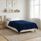 Duvet Invernale Trapuntato Blu Scuro 140 x 200 cm Microfibra