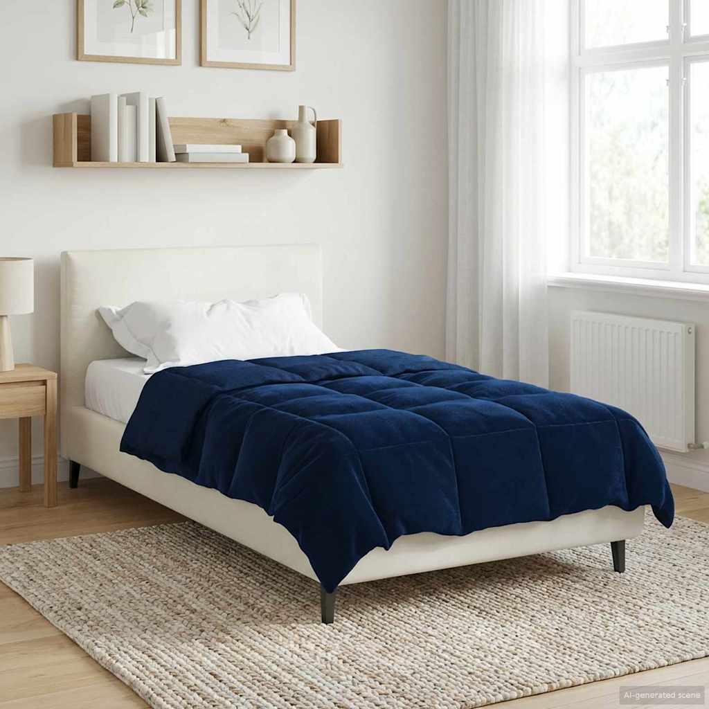 Duvet Invernale Trapuntato Blu Scuro 155 x 200 cm Microfibra