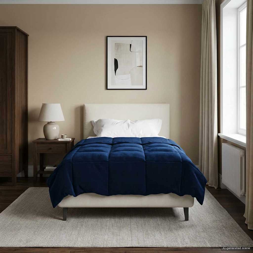 Duvet Invernale Trapuntato Blu Scuro 155 x 200 cm Microfibra
