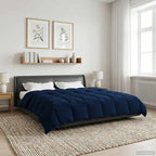 Duvet Invernale Trapuntato Blu Scuro 200 x 200 cm Microfibra