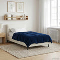 Duvet Invernale Trapuntato Blu Scuro 135 x 220 cm Microfibra