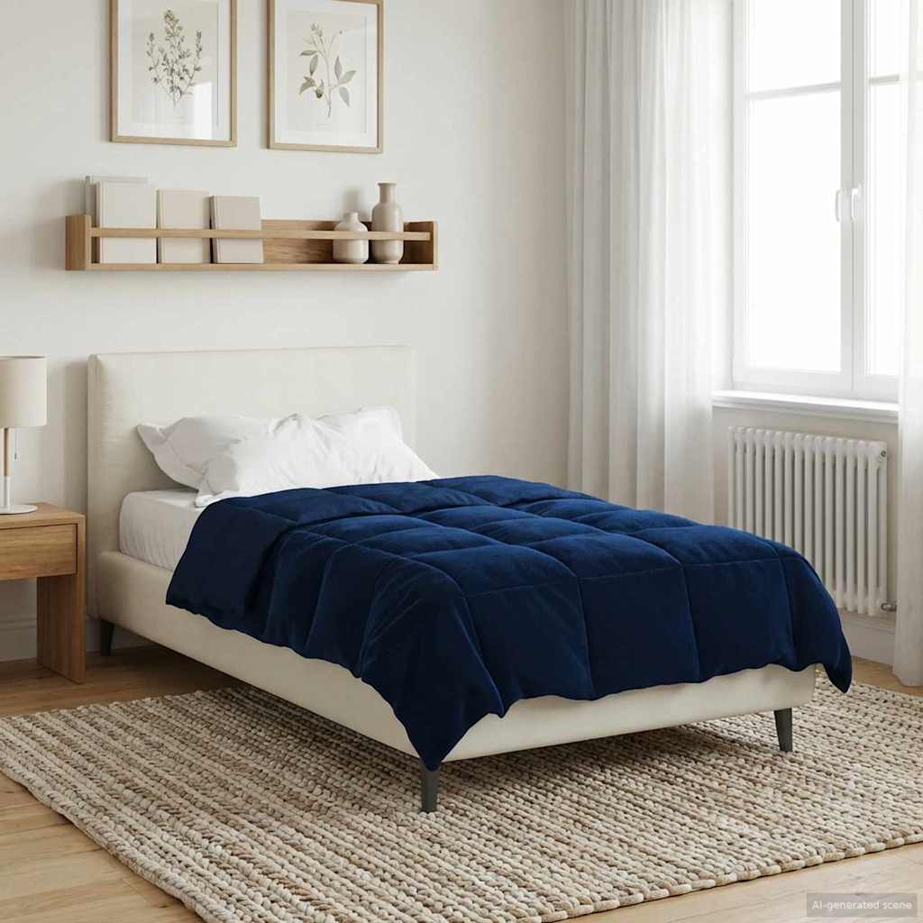 Duvet Invernale Trapuntato Blu Scuro 140 x 220 cm Microfibra