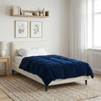 Duvet Invernale Trapuntato Blu Scuro 155 x 220 cm Microfibra