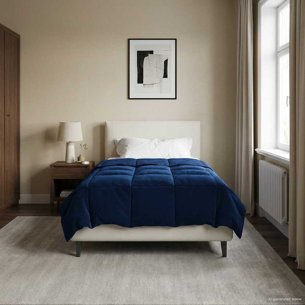 Duvet Invernale Trapuntato Blu Scuro 155 x 220 cm Microfibra