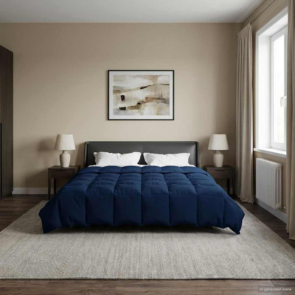 Duvet Invernale Trapuntato Blu Scuro 200 x 220 cm Microfibra