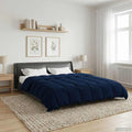 Duvet Invernale Trapuntato Blu Scuro 220 x 240 cm Microfibra