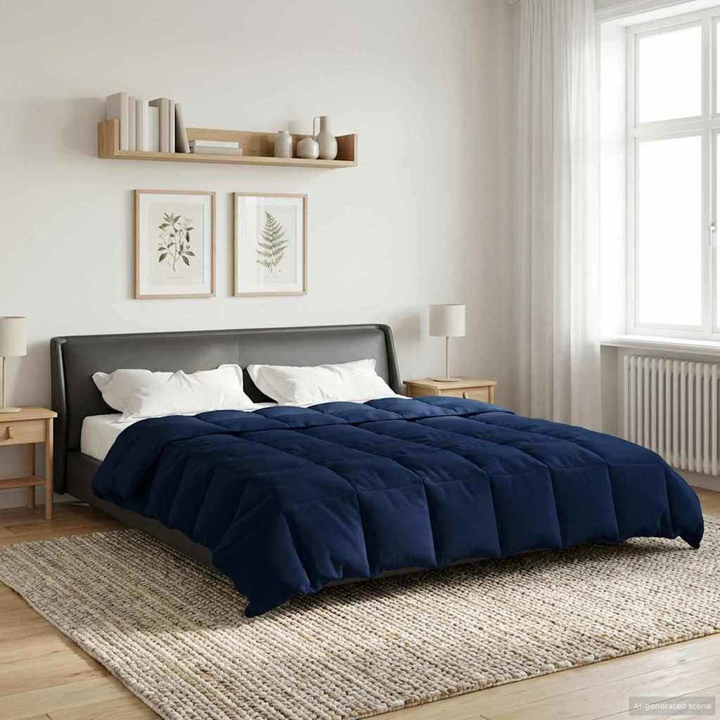 Duvet Invernale Trapuntato Blu Scuro 220 x 260 cm Microfibra