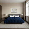 Duvet Invernale Trapuntato Blu Scuro 220 x 260 cm Microfibra