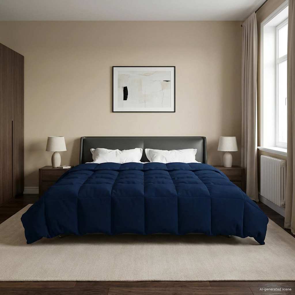 Duvet Invernale Trapuntato Blu Scuro 240 x 260 cm Microfibra