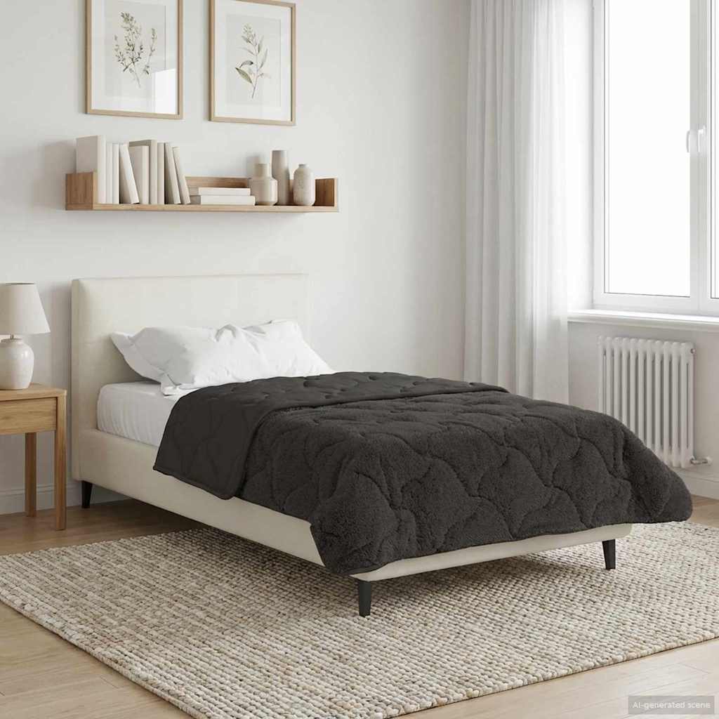 Duvet Estivo Antracite 135 x 200 cm Microfibra e Fleece Teddy