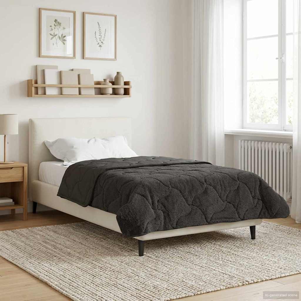 Duvet Estivo Antracite 155 x 200 cm Microfibra e Fleece Teddy