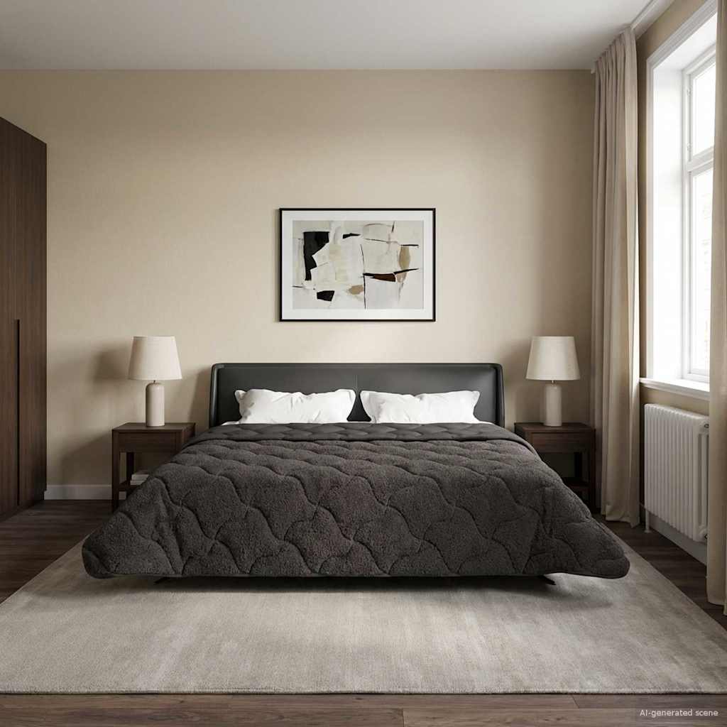 Duvet Estivo Antracite 200 x 200 cm Microfibra e Fleece Teddy