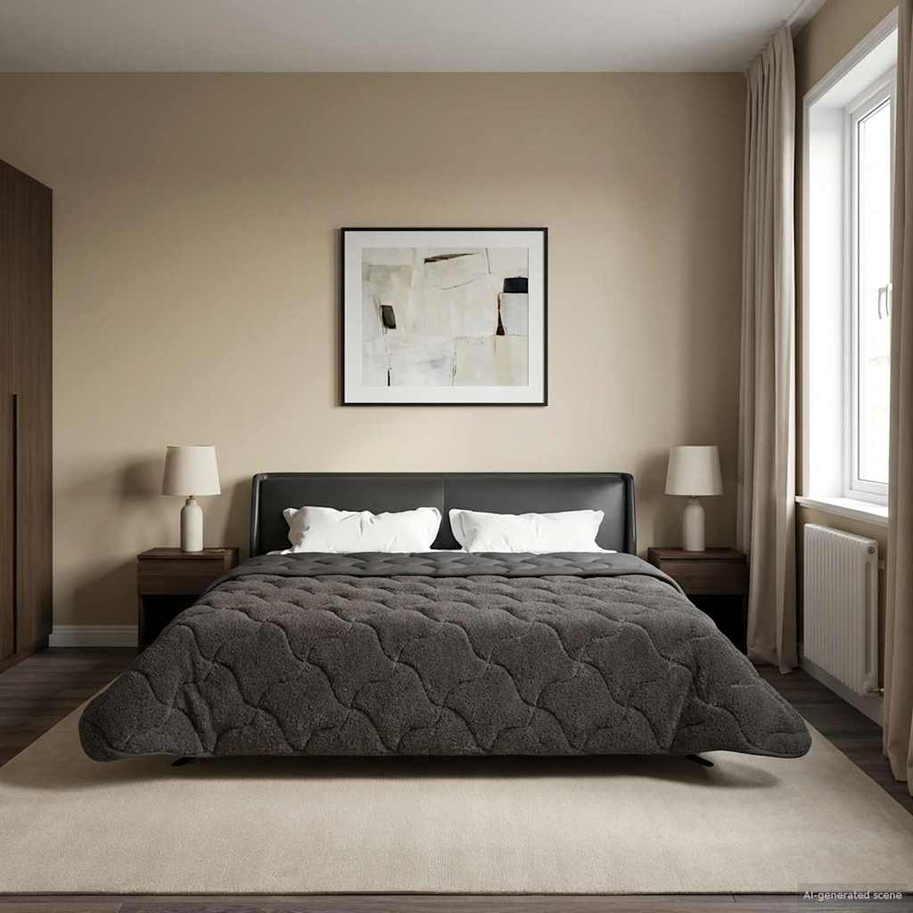 Duvet Estivo Antracite 200 x 240 cm Microfibra e Fleece Teddy