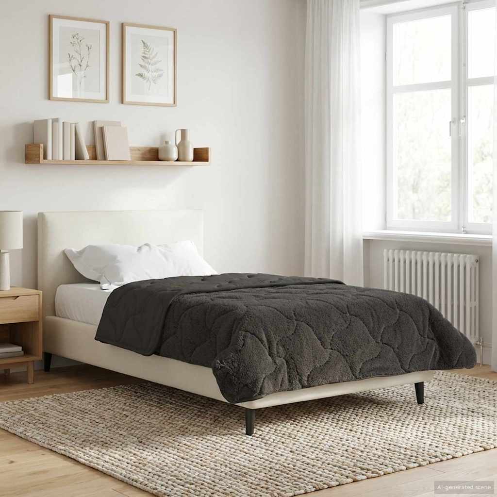 Duvet Estivo Antracite 135 x 200 cm Microfibra e Fleece Teddy