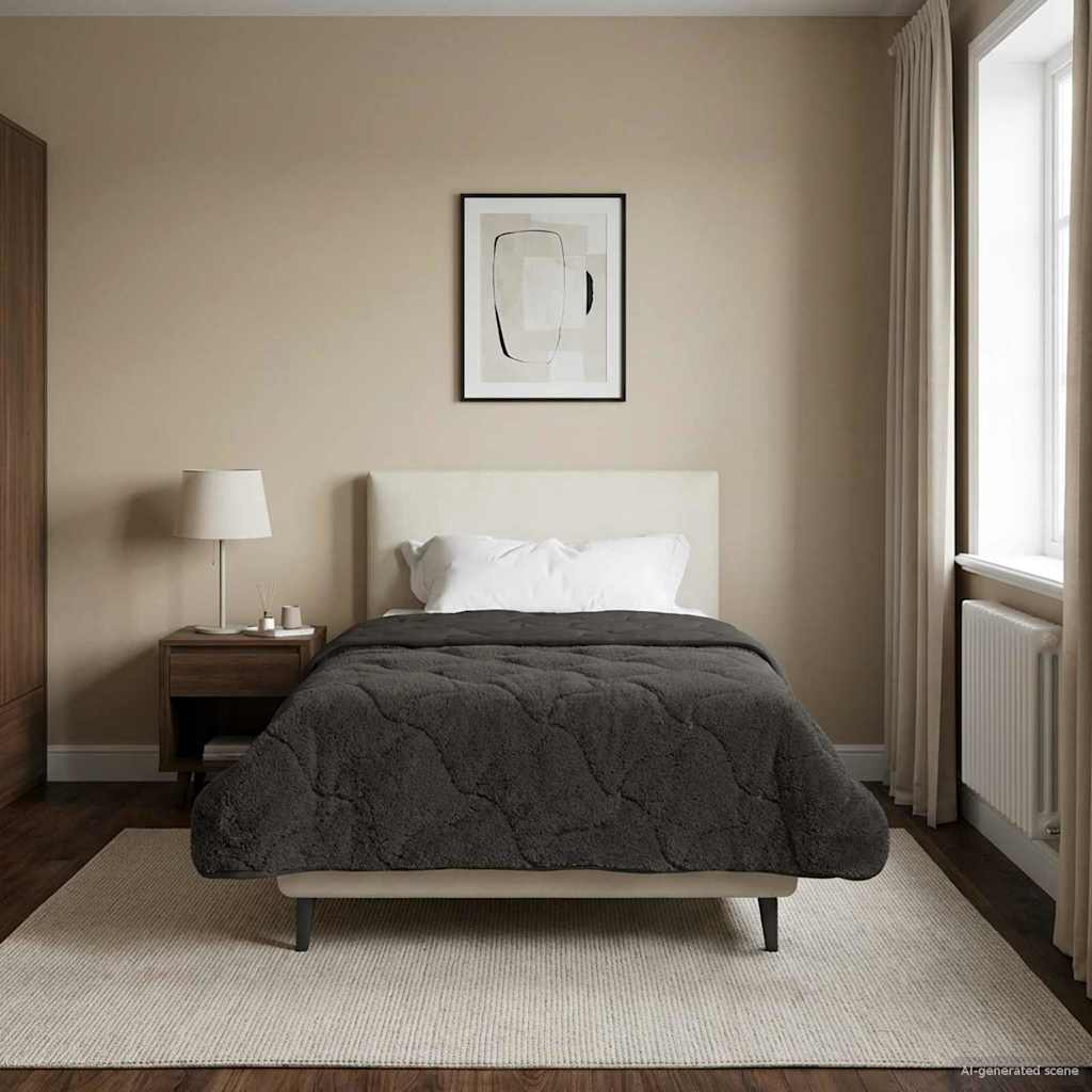 Duvet Estivo Antracite 135 x 200 cm Microfibra e Fleece Teddy