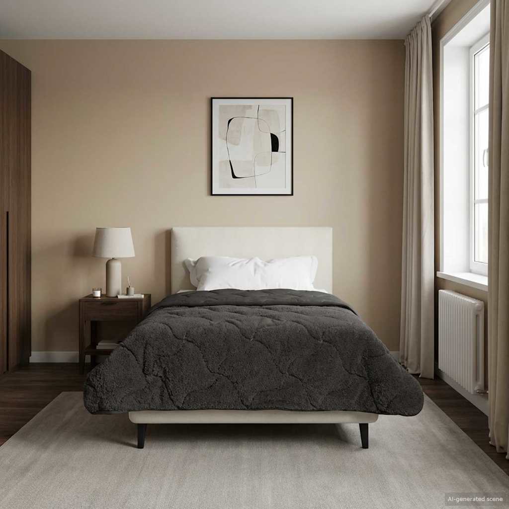 Duvet Estivo Antracite 140 x 220 cm Microfibra e Fleece Teddy