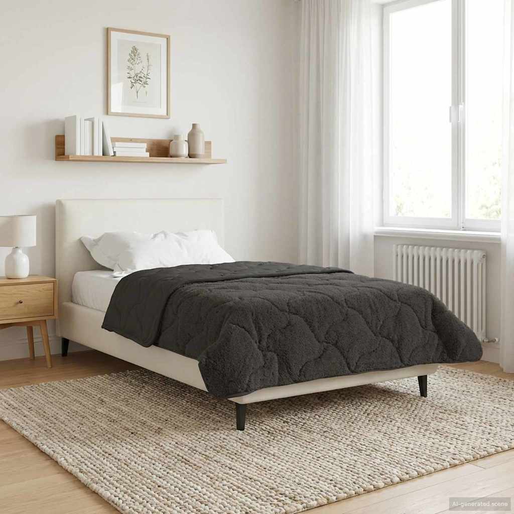 Duvet Estivo Antracite 155 x 220 cm Microfibra e Fleece Teddy