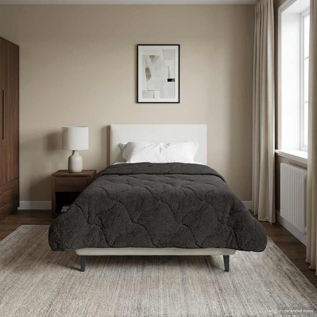 Duvet Estivo Antracite 155 x 220 cm Microfibra e Fleece Teddy