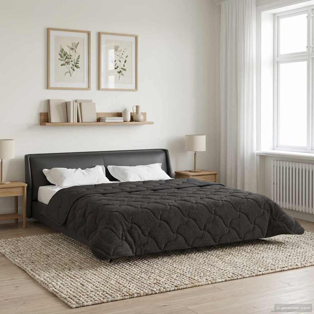 Duvet Estivo Antracite 200 x 220 cm Microfibra e Fleece Teddy