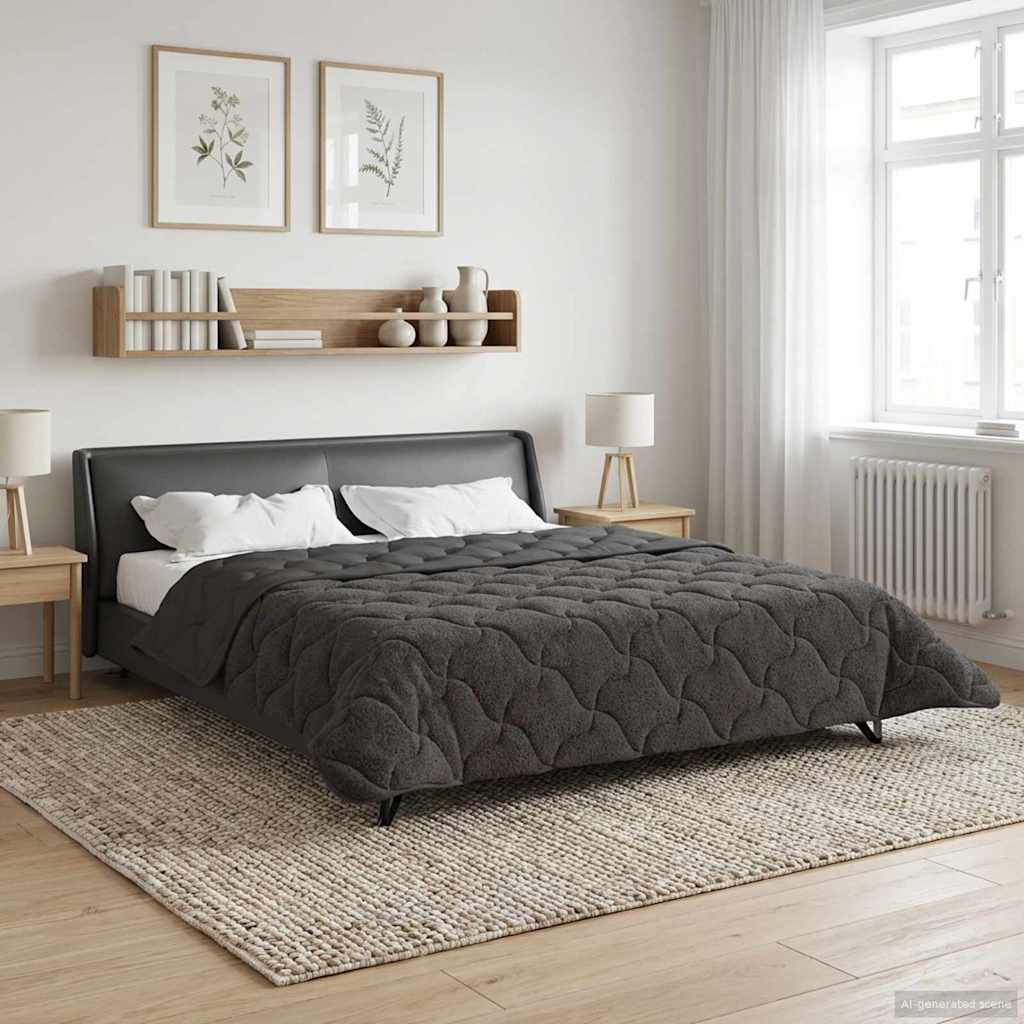 Duvet Estivo Antracite 240 x 260 cm Microfibra e Fleece Teddy