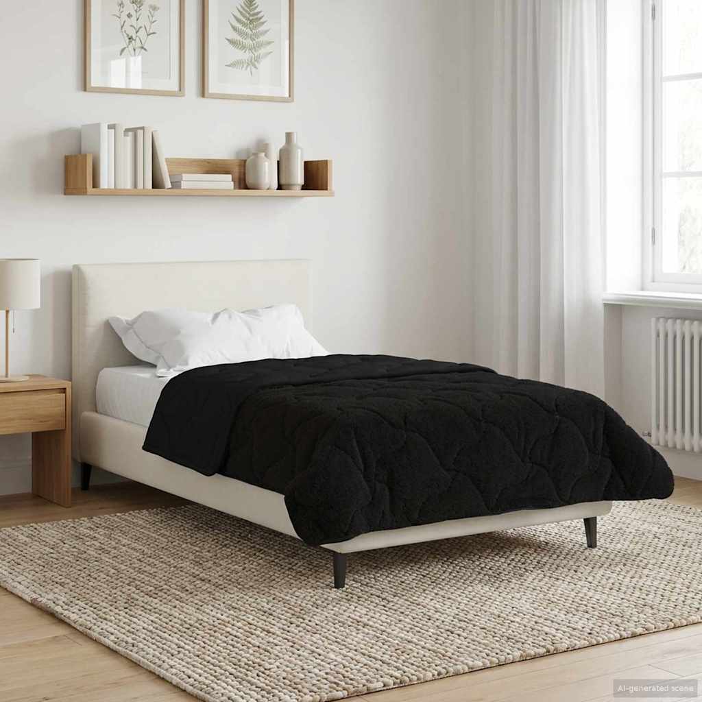 Duvet Estivo Nero 135 x 200 cm Microfibra e Fleece Teddy